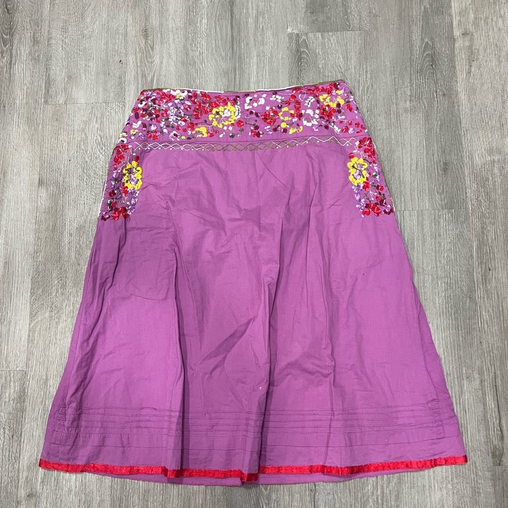Floral Embroidered Purple Skirt